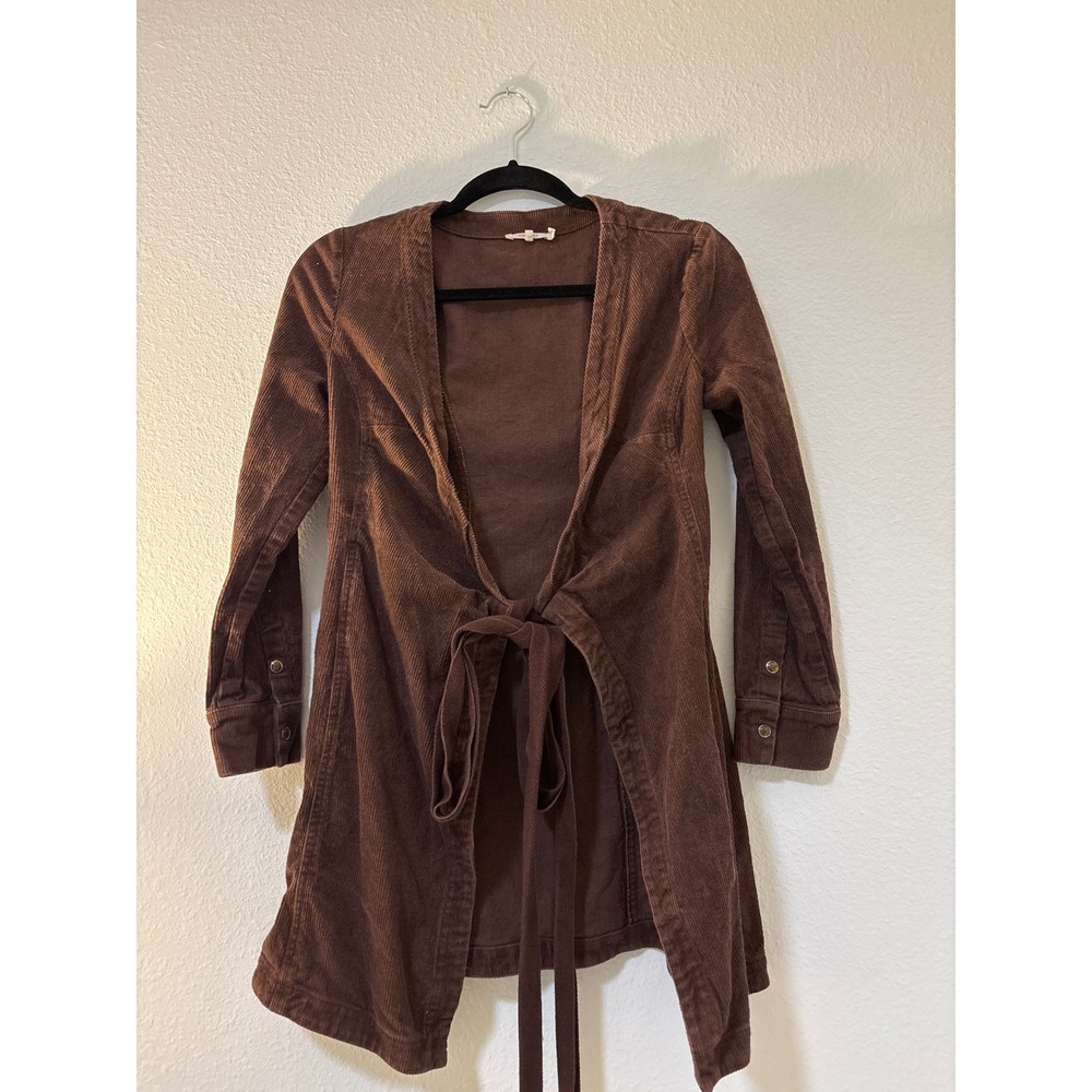 Tularosa Revolve Brown Corduroy Tie Front Jacket XXS Long Sleeve Cardigan Top